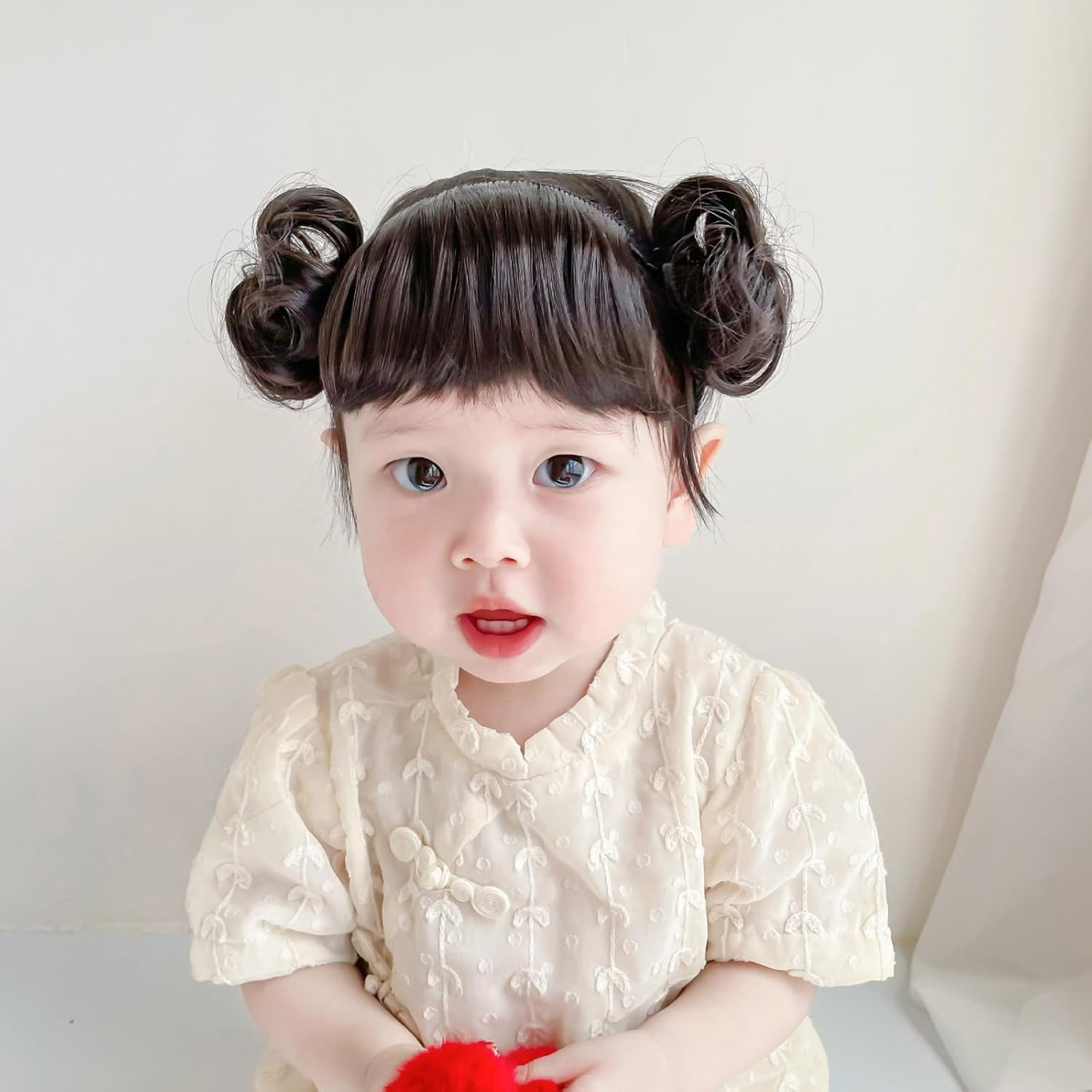 Baby Girls Wig Headwear Children’S Hairband Bun Wig Hairpiece Short Curly Hair A