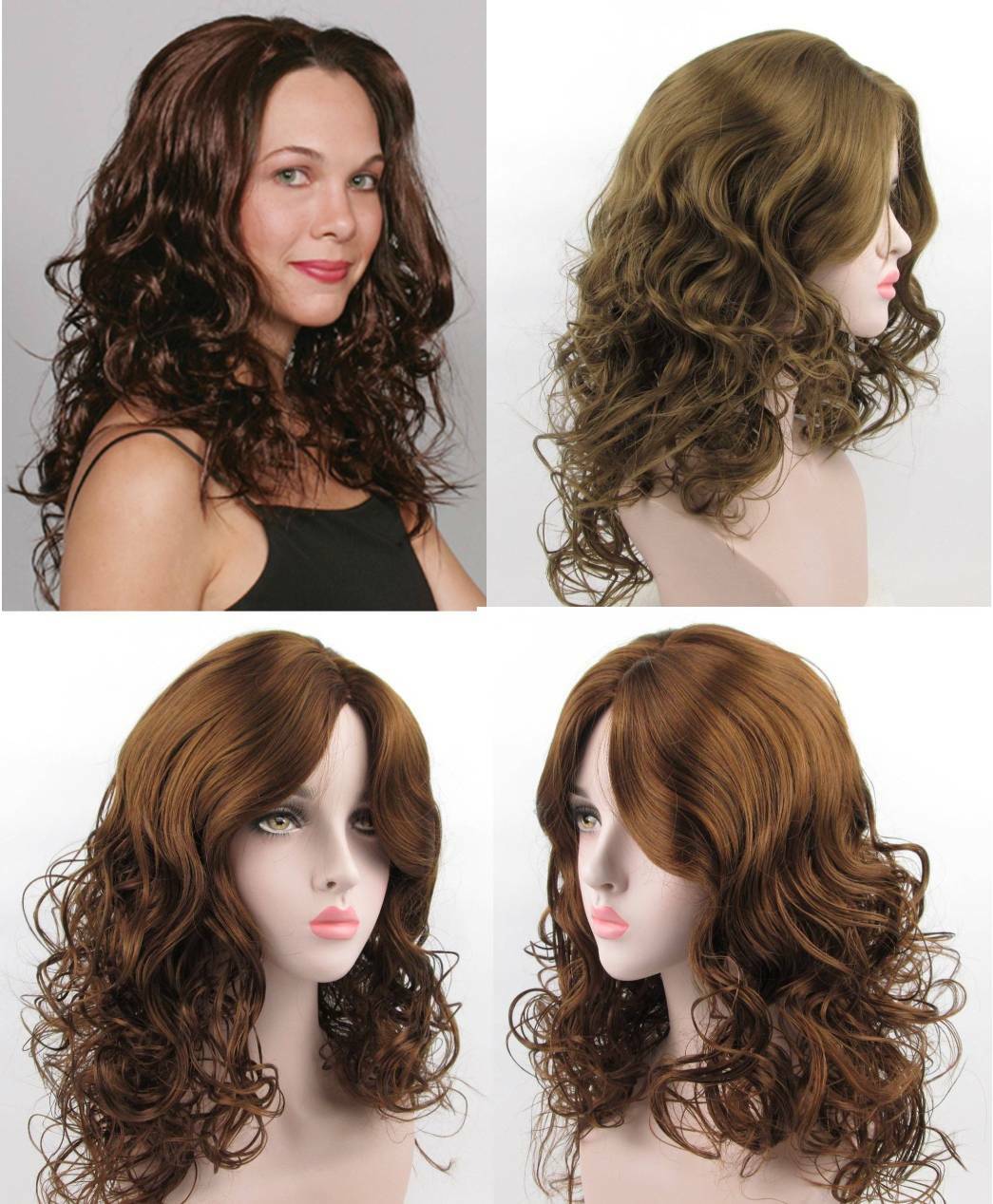 WOMEN LONG LAYERED BIG LOOSE BOUNCY CURLS CURLY HAIR WIG SKIN TOP NO BANGS GRACE
