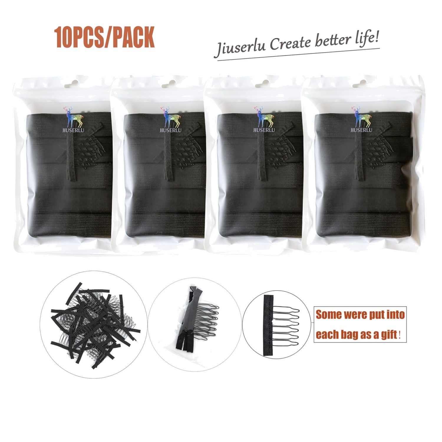 Adjustable Elastic Bands Straps for Wigs – Black 10pcs