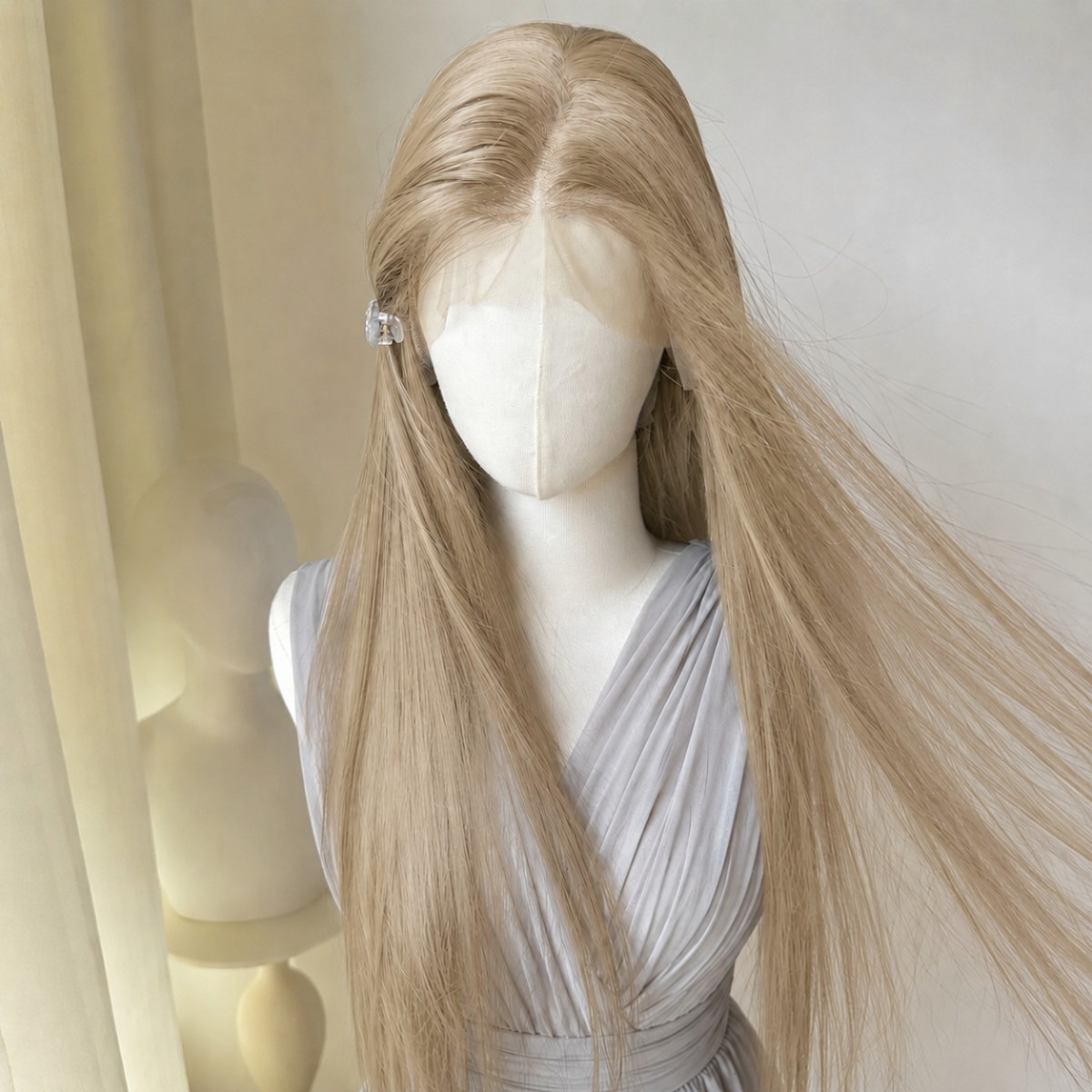 Long Straight Mixed Blonde Synthetic Hair Lace Front Wig Pre Plucked
