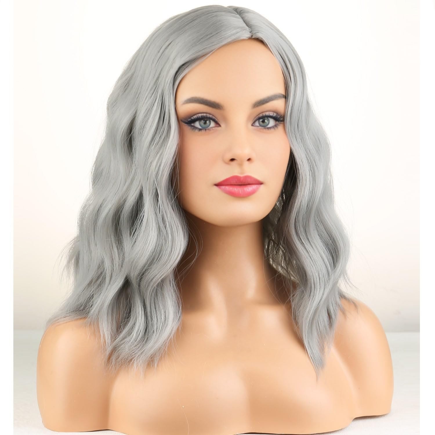 Gray Wig for Women Short Curly Grey Wigs for Old Lady Grandma Costume Hairnet…