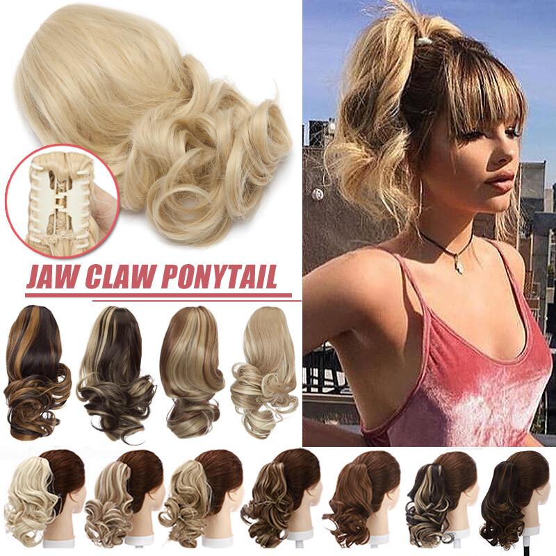 TOP Real Thick Clip In Pony Tail Hair Extensions Claw Clip On Ponytail As Human