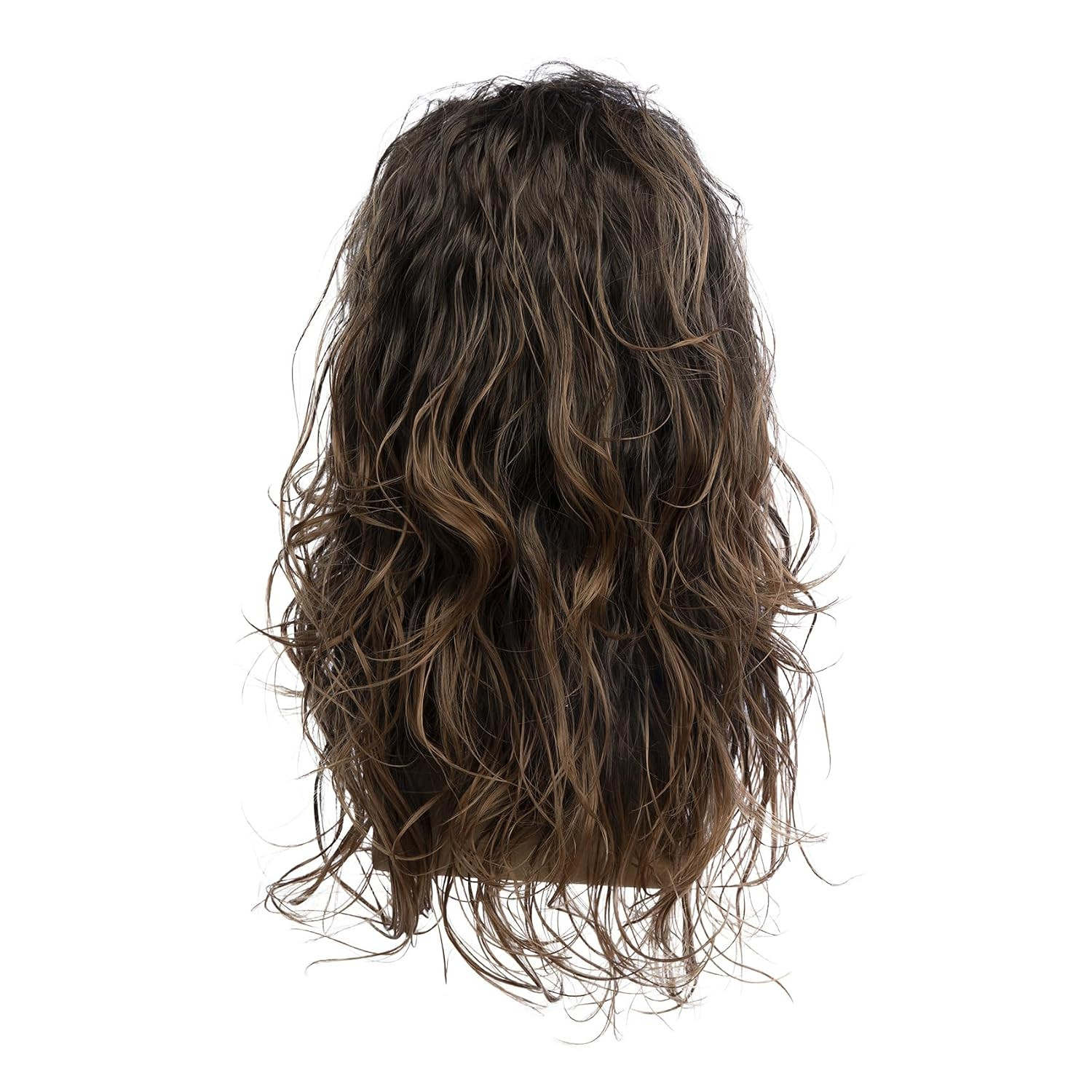 Long Curly Wavy Brown Wigs for Men Synthetic Natural Party Halloween Cosplay Hai
