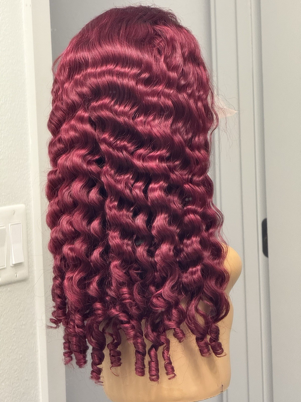 13×4 Burmese Curly Lace Front Human Hair Burgundy