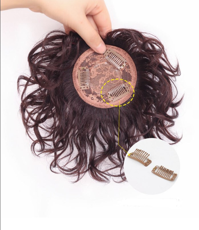 Short Wavy Curly Hair Wiglet Topper Human Hair Replacement for Women’s Thin Hair
