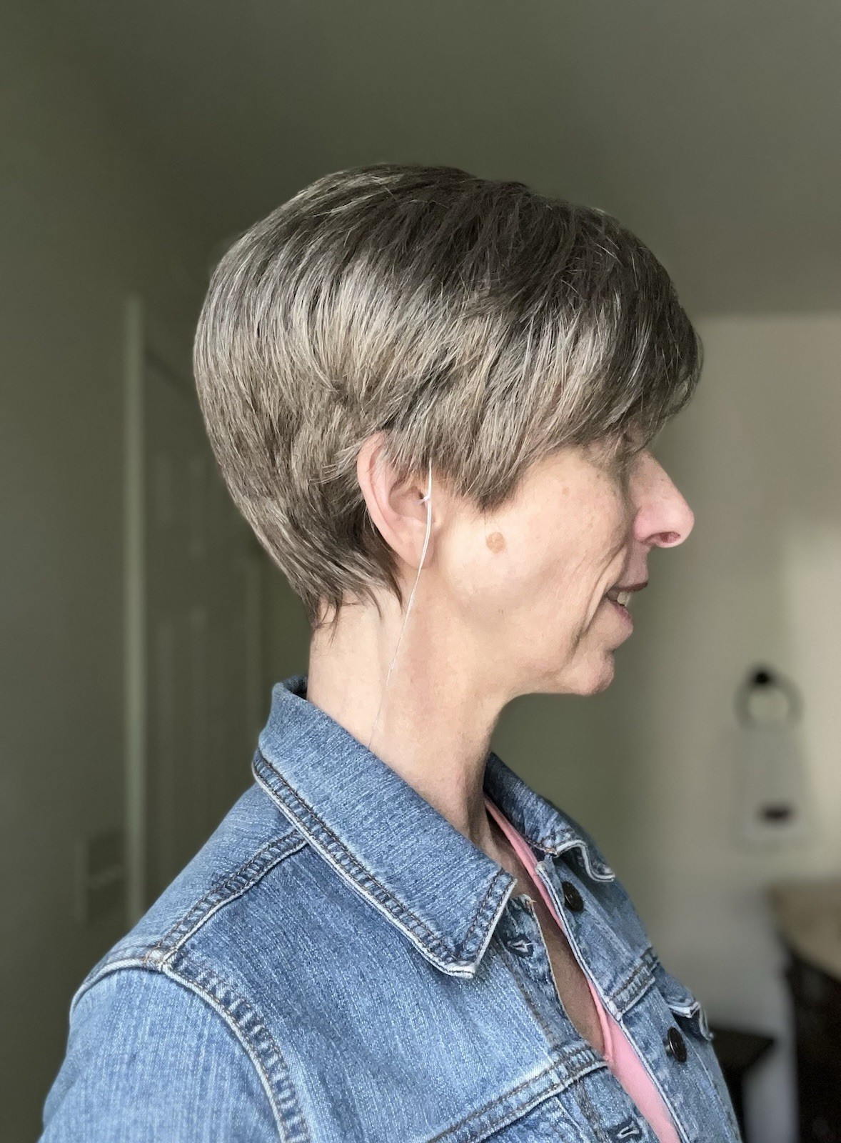 Envy Wigs Amy Wig Lace Front Mono Part Dark Grey Brown & Gray Mix Pixie