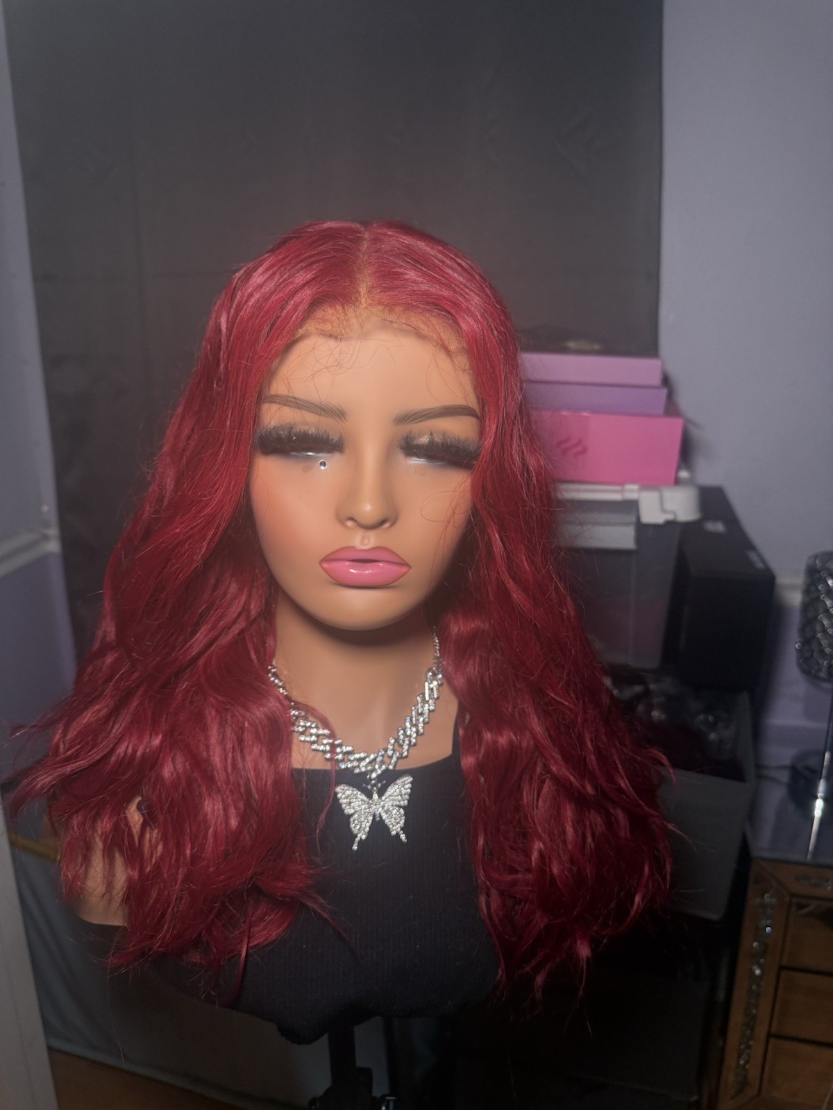 Cherry Burgundy Vivid Red Human Hair Wig