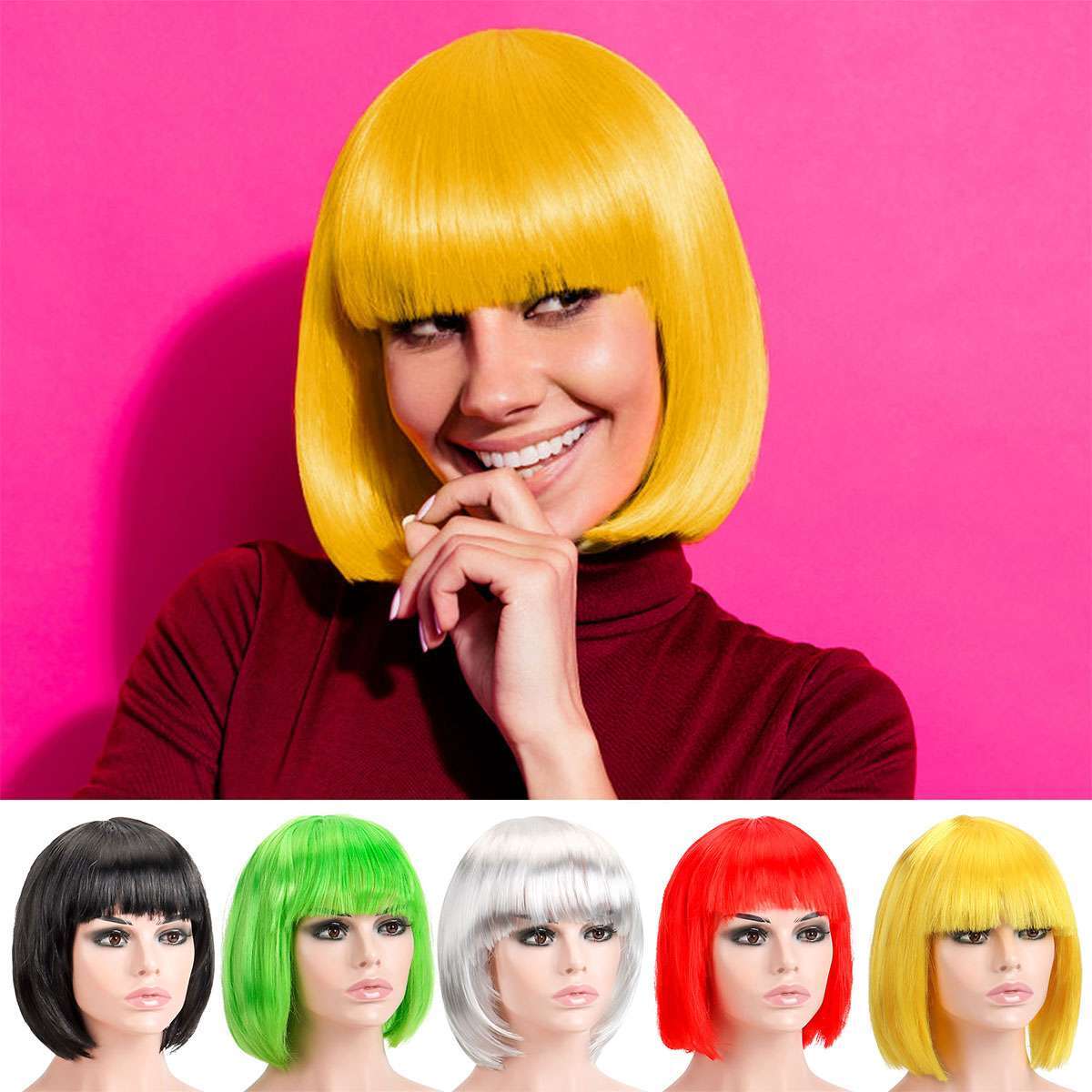 Sexy BOBO Full Wig Multiple Colors Cosplay Costume Anime Halloween Party Hair US