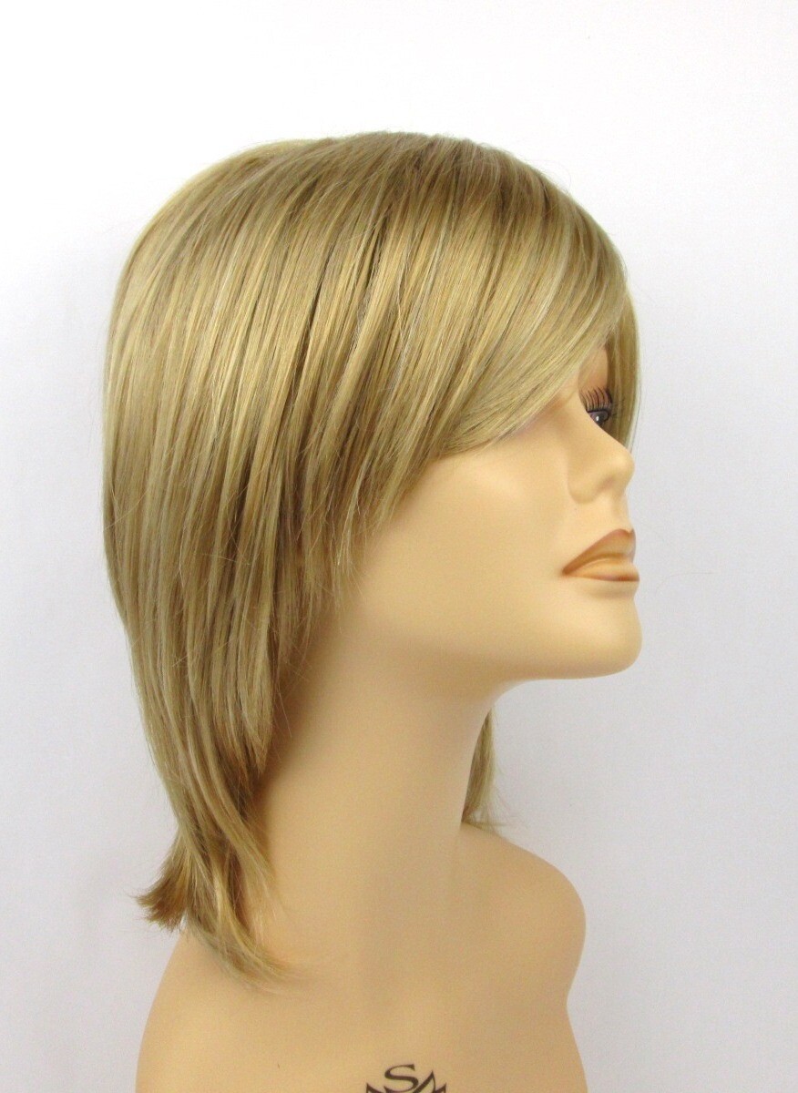 SHORT MID-LENGTH STRAIGHT HAIR FACE-FRAMING LAYERED SHAG BOB WOMENS WIG ELLEN