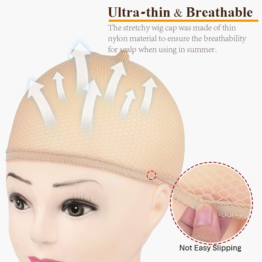 Mesh Wig Cap, 6 Pcs Fishnet Wig Cap for Women Non Slip Weave Close End Hair Net