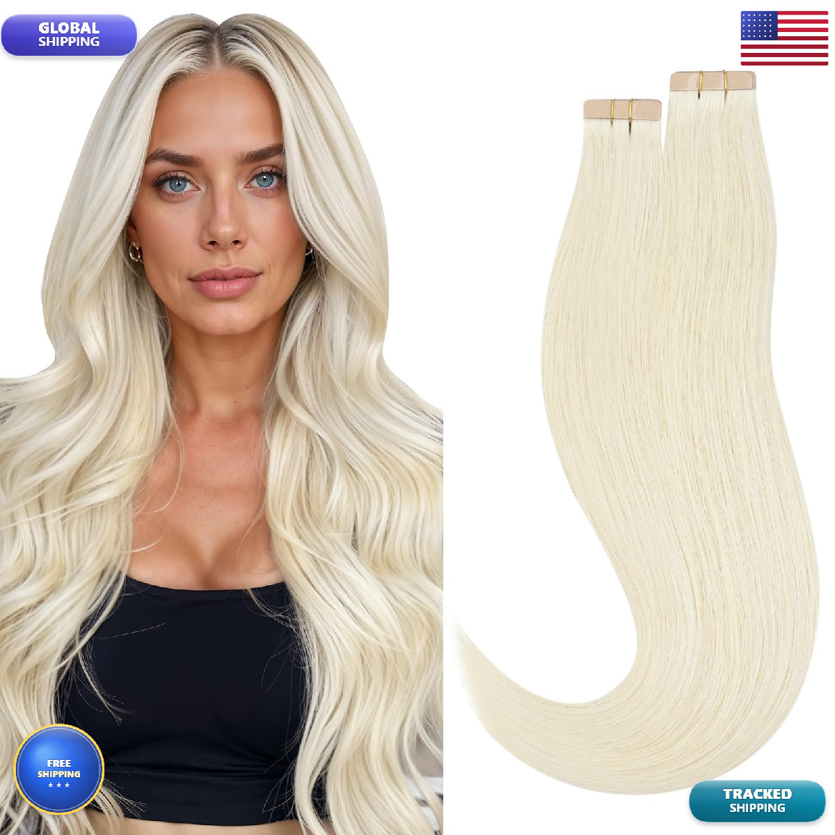 Hotbanana Tape In Hair Extensions 10 Inch 40Pcs 60G Ivory Blonde Tape In Real