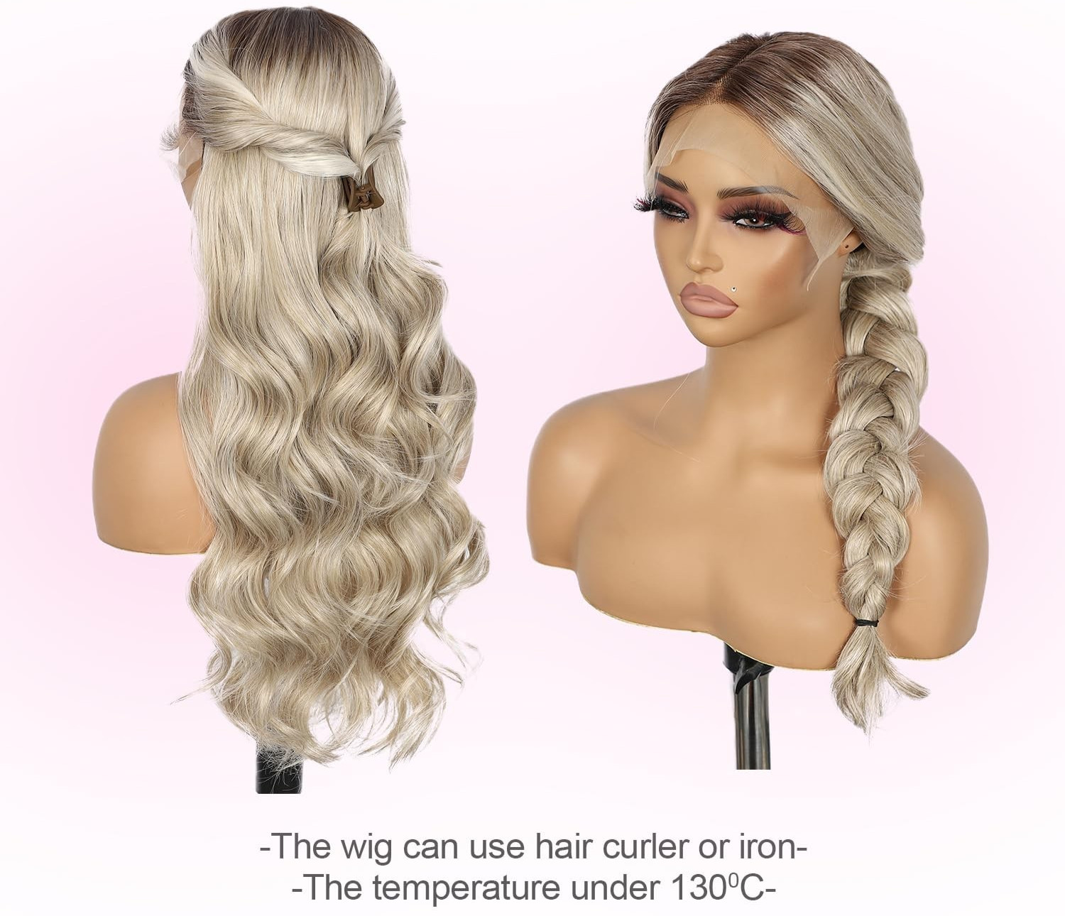 HUMAN HAIR BLEND LACE FRONT WIGS PLATIUM