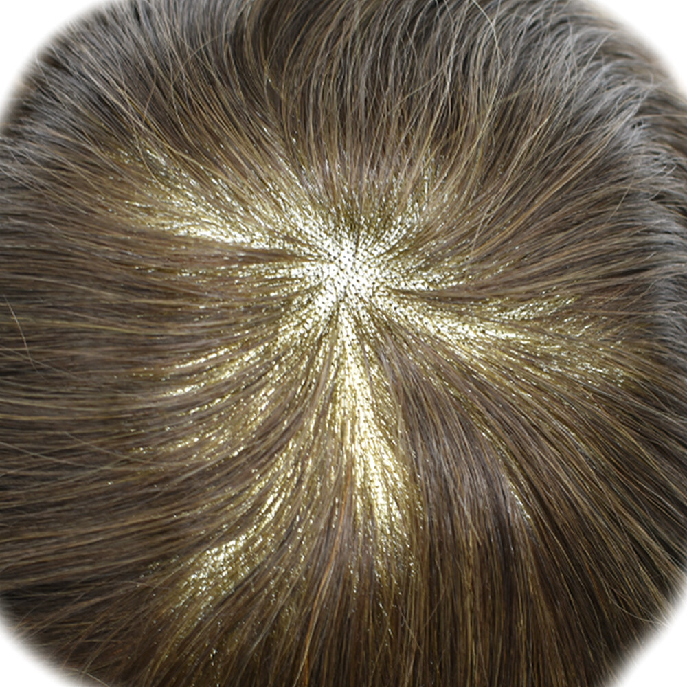 Mens Toupee For Men Human Hair Replacements Fine Mono Poly Around Hairpieces US