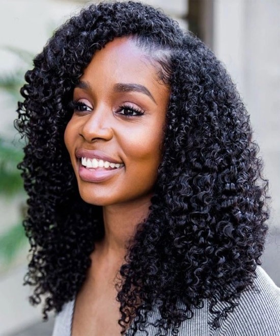 Black Kinky Curly Lace Front Wigs 100% Human Hair 14 Inch 130% Density