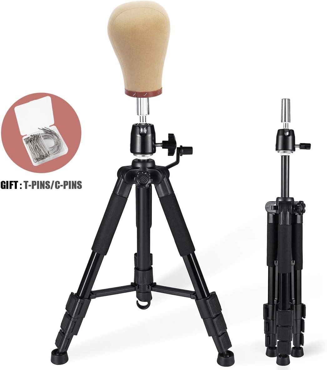 Adjustable Wig Stand Tripod with Non-Slip Base for Stable Mannequin Support