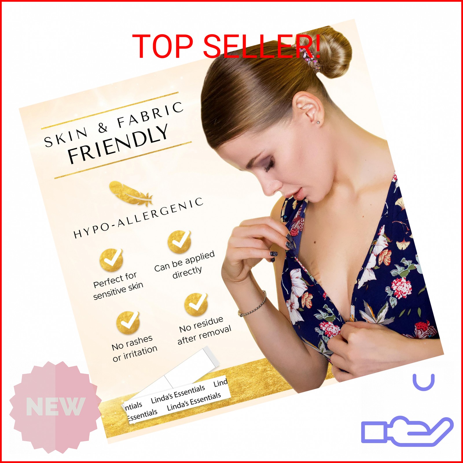 Double Sided Tape for Clothes, Body and Fashion (100 Pack) | Clothing and Hem Ta