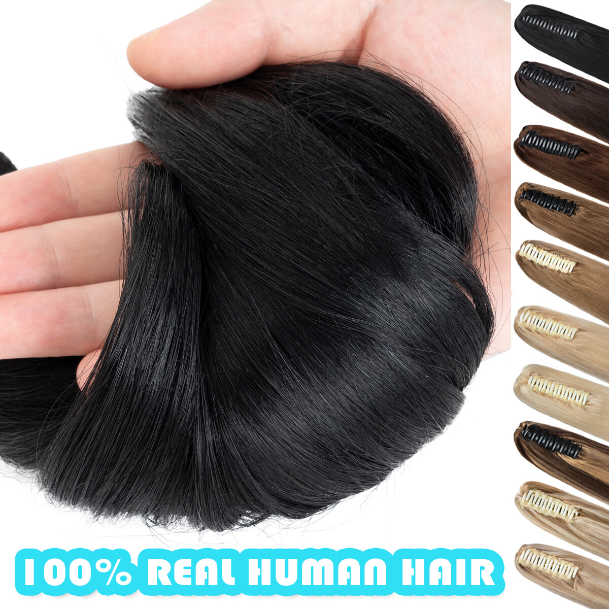 THICK Russian Real Human Hair Extensions Claw/Jaw Clip ON Ponytail Top Pony Tail