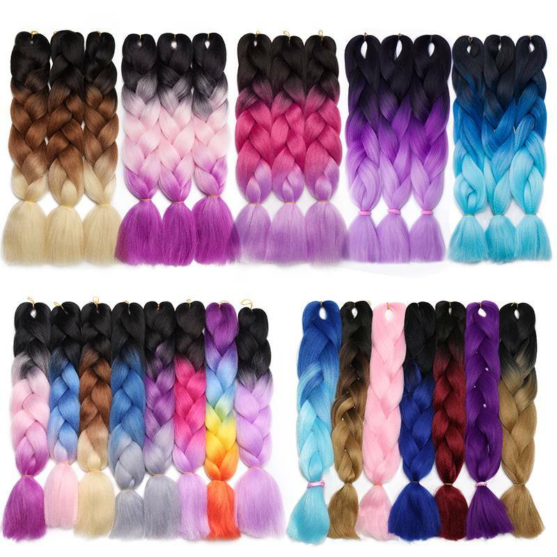 5Packs Synthetic Ombre Twist Box Braiding Jumbo Hair Extension For Human Rainbow
