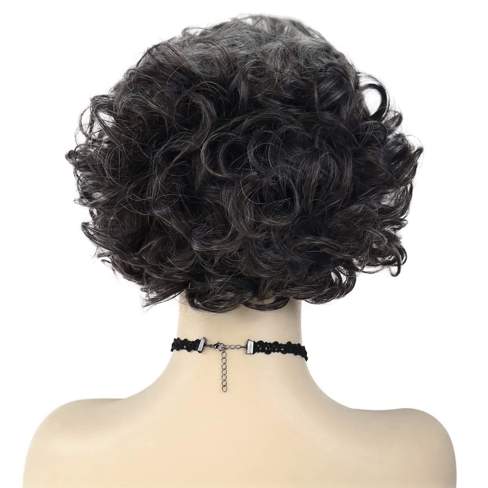 Gnimegil Grey Short Curly Wigs For Women Soft Synthetic Granny Hair Replacement