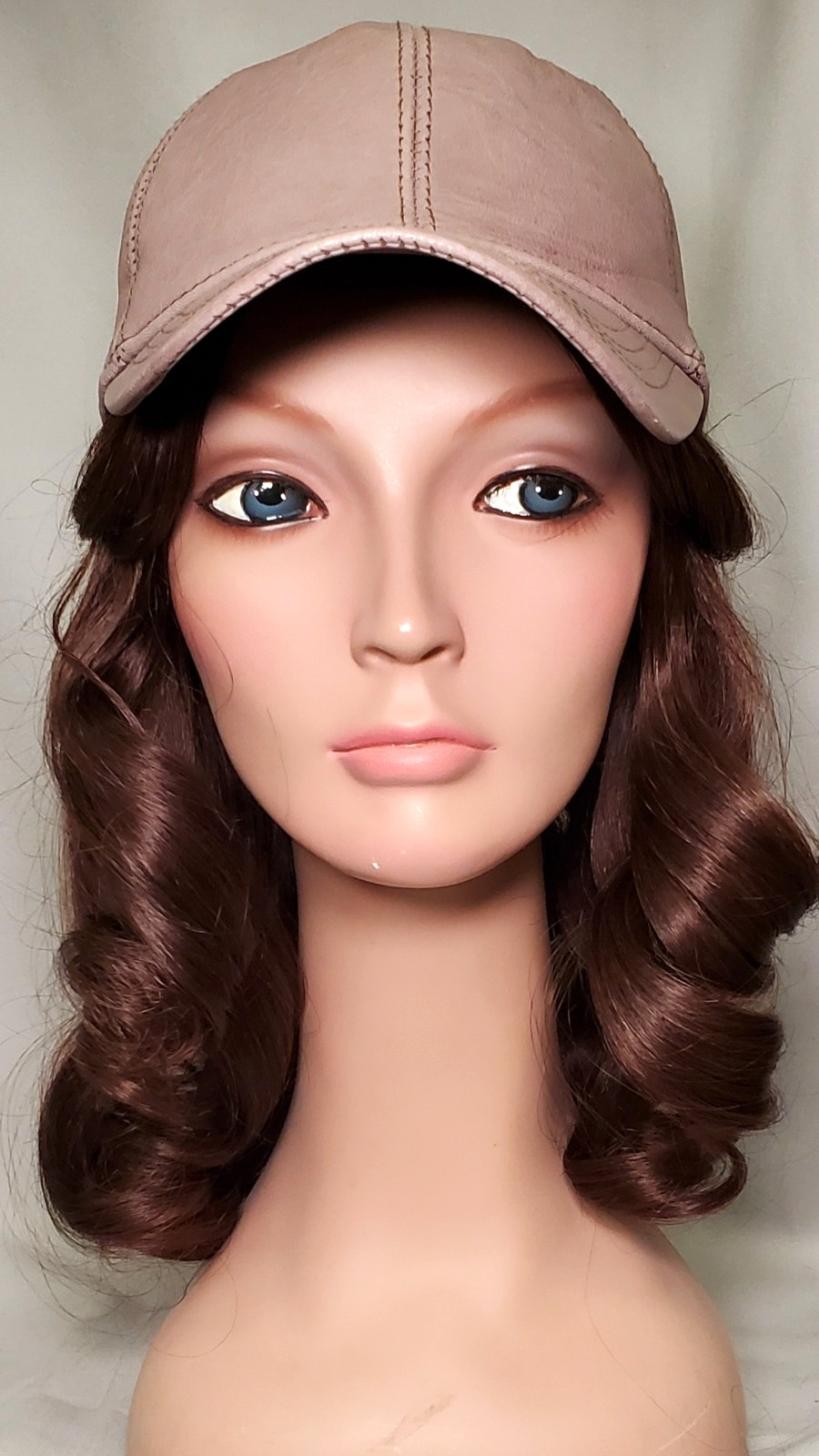 CMC Human hair Halo Bangs 4 Warm Brown NWOT Display (Hat NOT included)