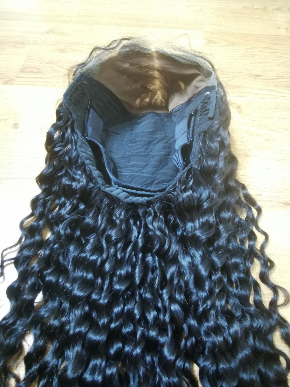 Custom High Quality Sexy Deep Curly 26” Virgin Human Hair Wig 1B