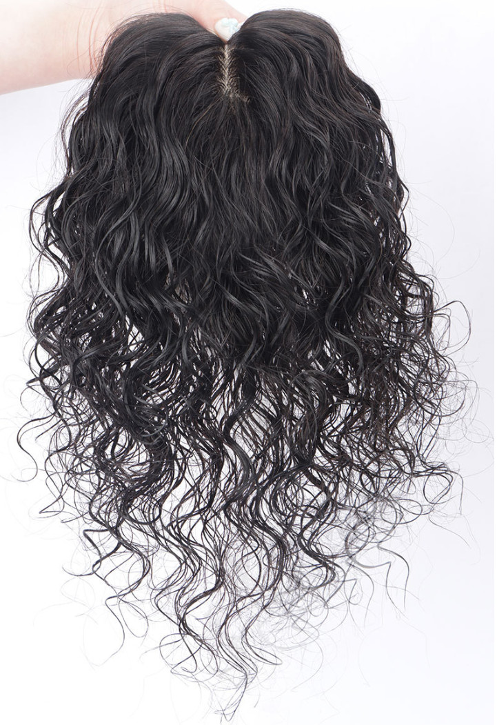 100% Human Hair Toupee Curly Hair Topper Top Clip in Hair Pieces for Women 30cm