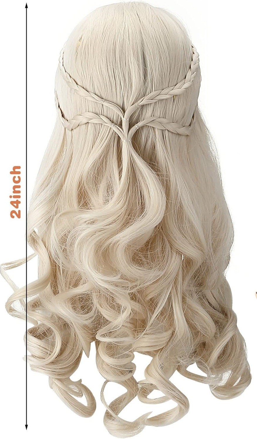 Enhon NEW 24″ Long Blond Wig w/Braid Costume Cosplay Party Halloween Princess