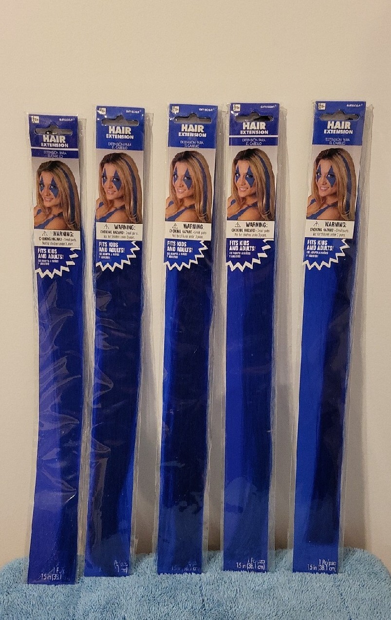 Hair Extension Blue Costume Cosplay 38.1cm 15″ Adults Kids 5 Packs New Sealed