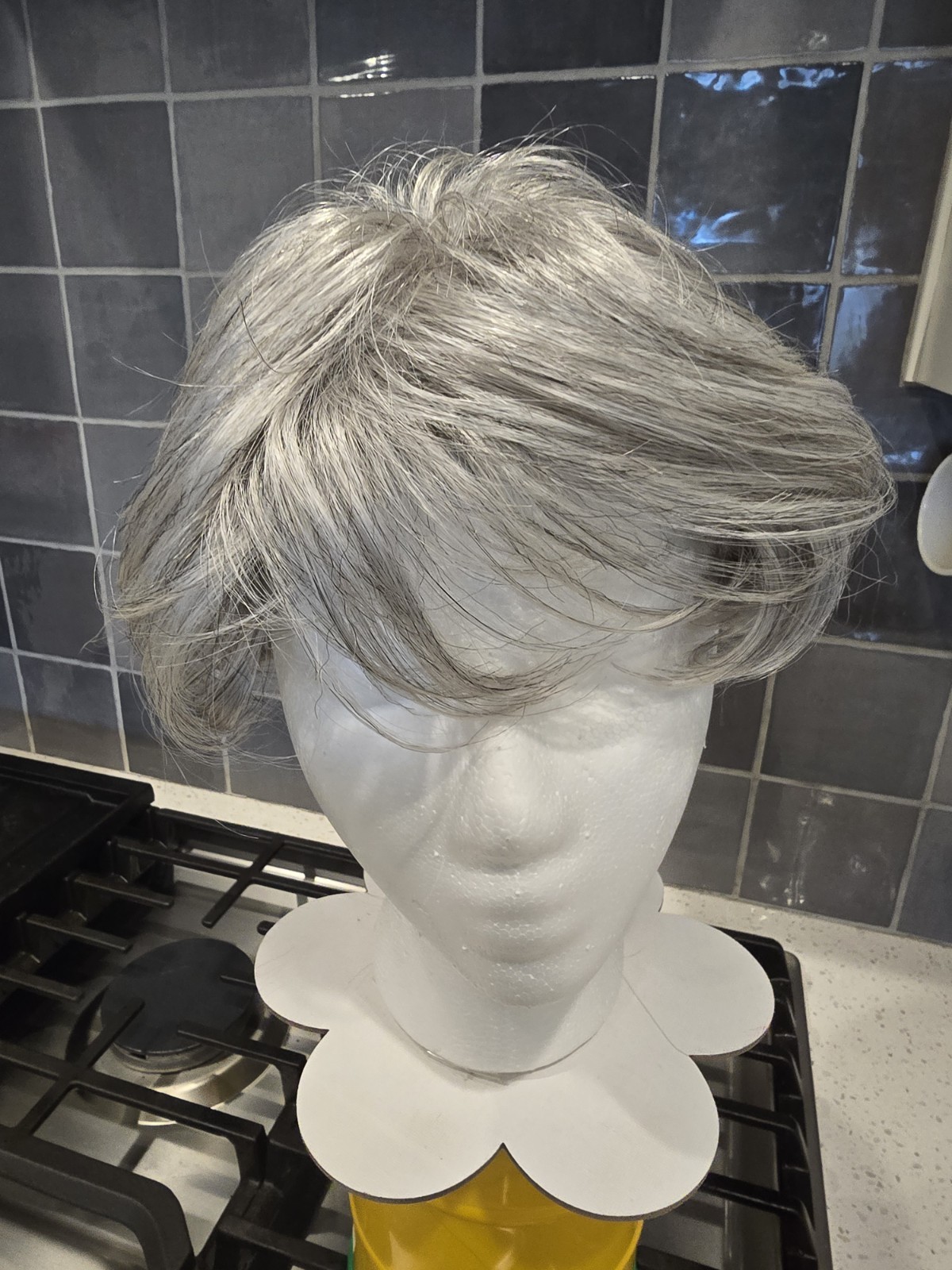 Reecho Salt And Pepper Gray Wig Topper 5 Clip Synthetic