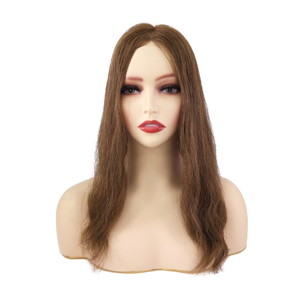 Women Top Piece Topper French Lace Human Hair Poly Around Medium Density7x9 TP81