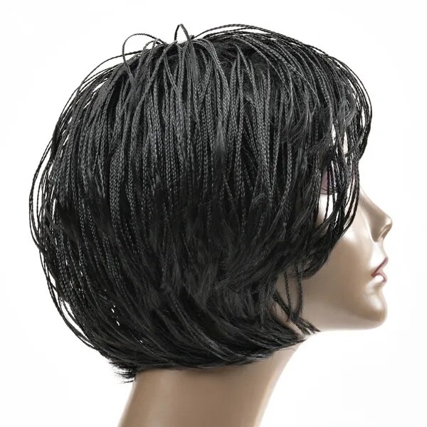 Micro Braided Wigs Bob Braids Wigs with Bangs for Black Women Natural Braids Wig