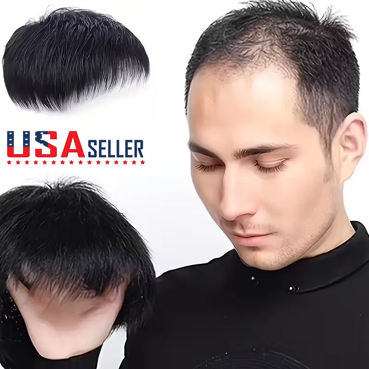 Men Short Hair Toupee Breathable Wig Natural Toupee Clip in Hairpiece Baldness