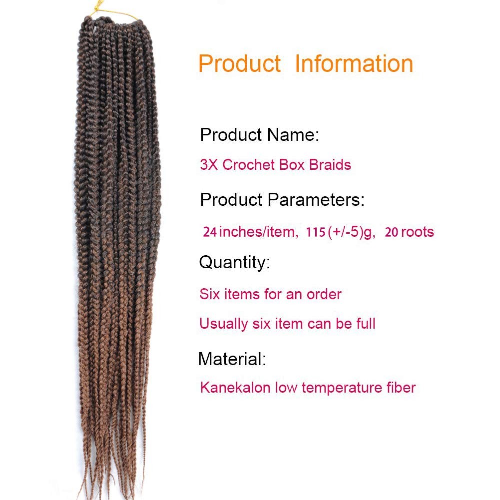 Mayloss 6 Packs/Lot 14/18/24/30 Inch 1Cm 20 Strands/Pack Thin 3X Braid Crochet