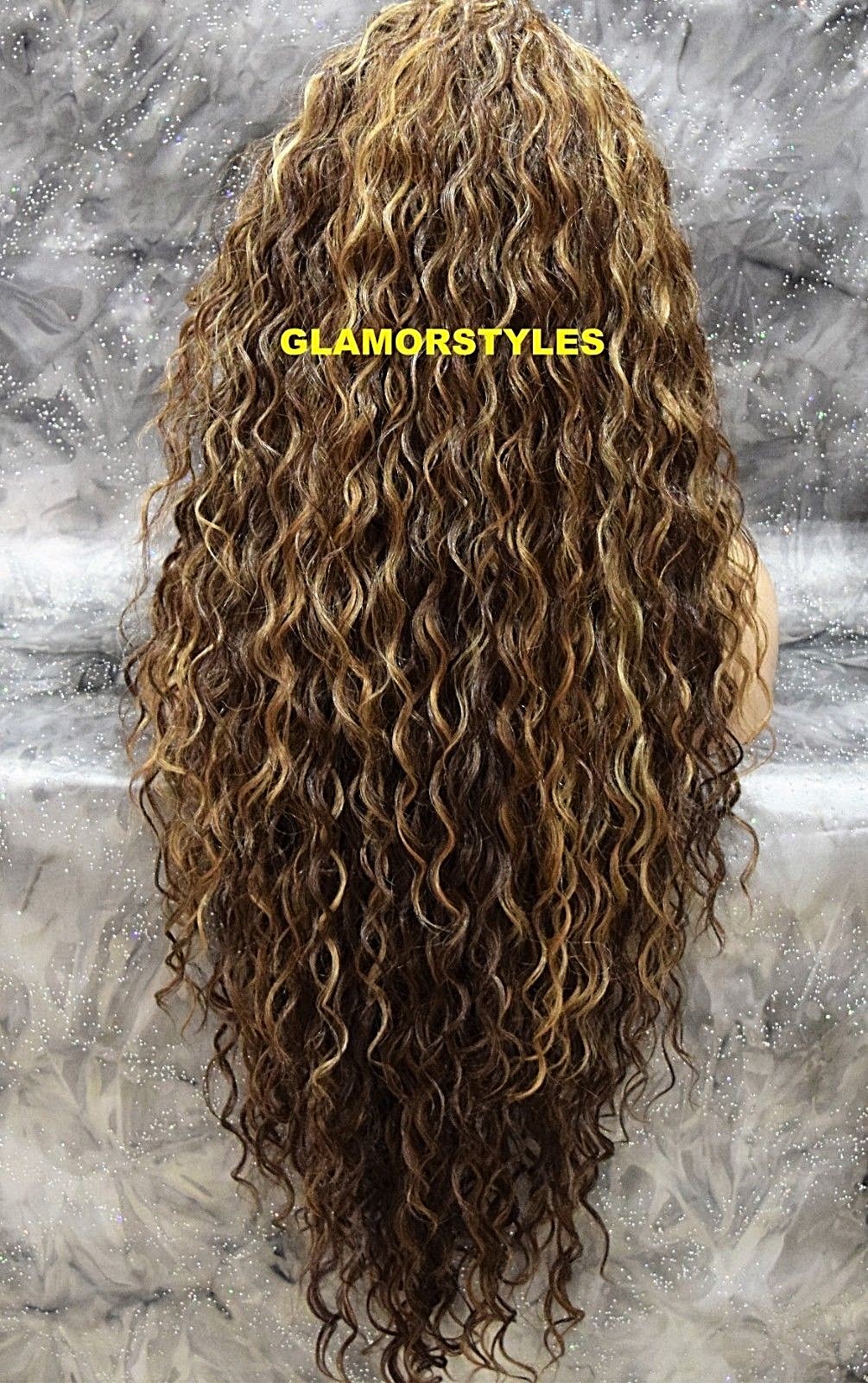 LACE FRONT FULL WIG LONG CURLY LAYERED SIDE PART BROWN BLONDE MIX HEAT OK NWT