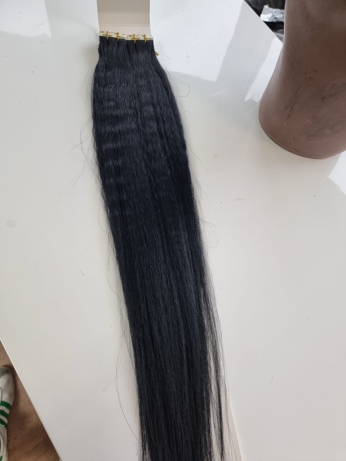12A BRAZILIAN KINKY STRAIGHT TAPE IN HAIR JET BLACK COLOUR 1# 40PCS 24INCH 100g