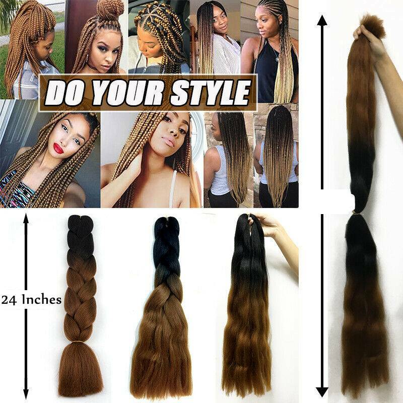 5Packs Synthetic Ombre Twist Box Braiding Jumbo Hair Extension For Human Rainbow