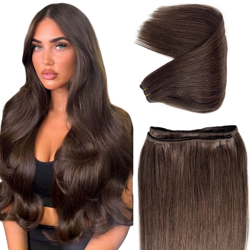 Licoville Weft Hair Extensions Human Hair 18 Inch 2 Dark Brown Sew In Hair