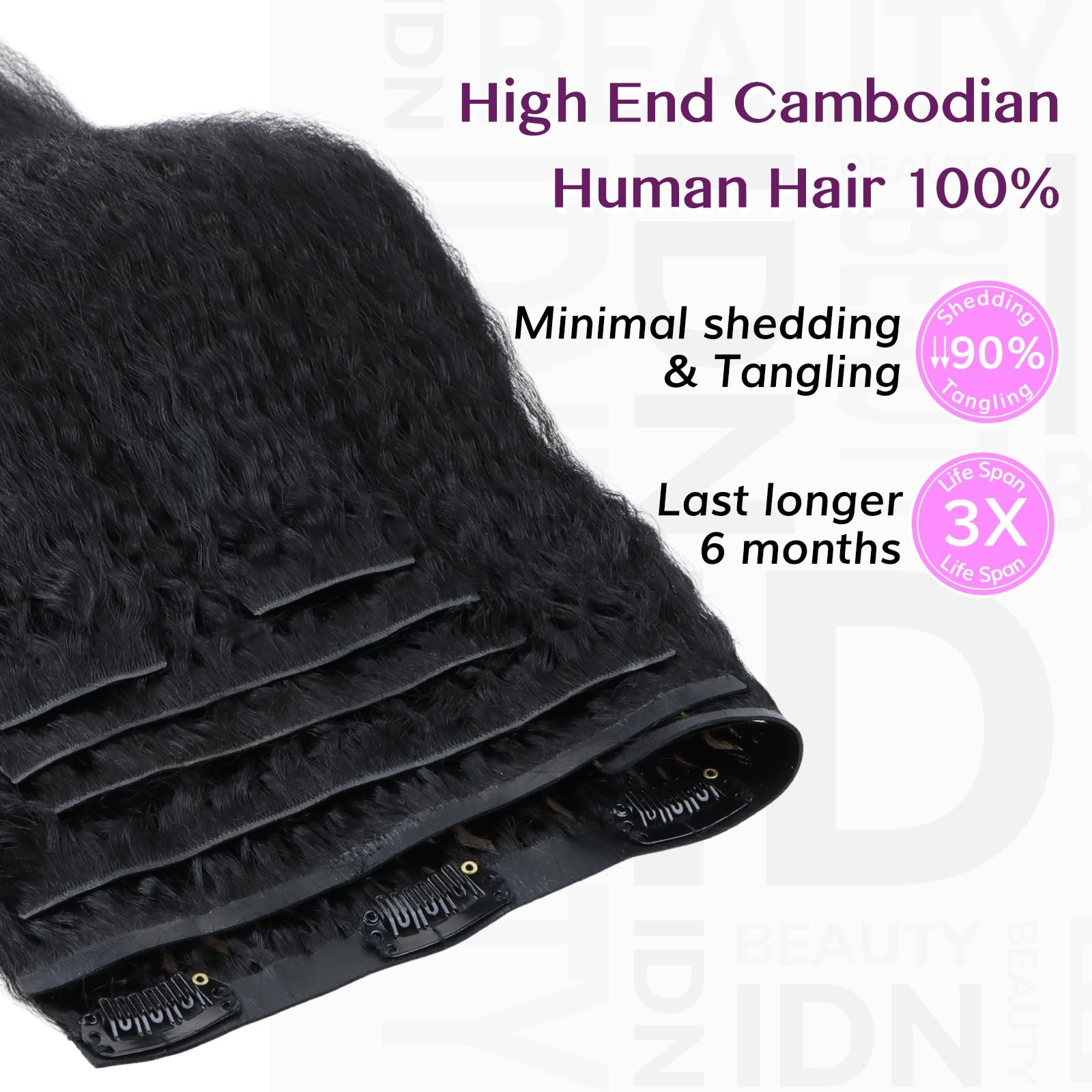 Idn Beauty 52 Invisible Clip In Hair Extensions Real Human Hair Combo Pack
