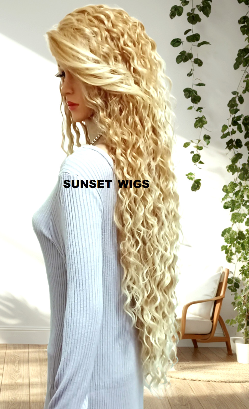 41″ LACE FRONT WIG EXTRA LONG CURLY LAYERED MEDIUM BLONDE MIX HEAT OK NEW