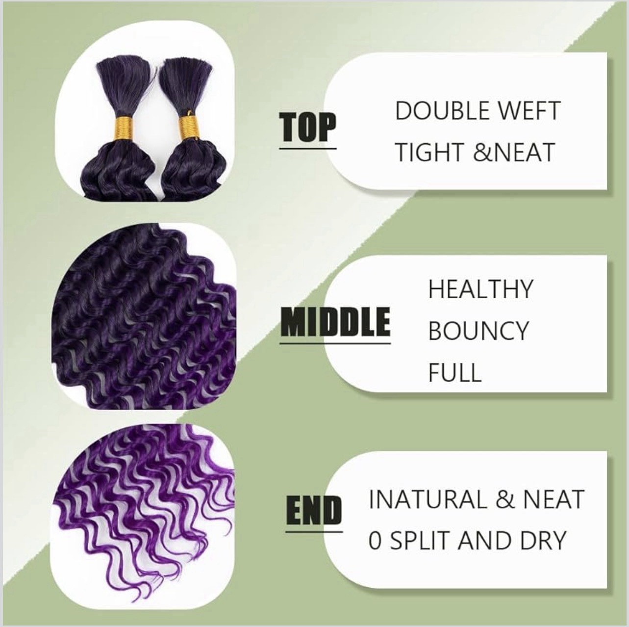 Deep Wave Bulk hair for Braiding Wet and Wavy Micro Braiding Hair No Weft Faux