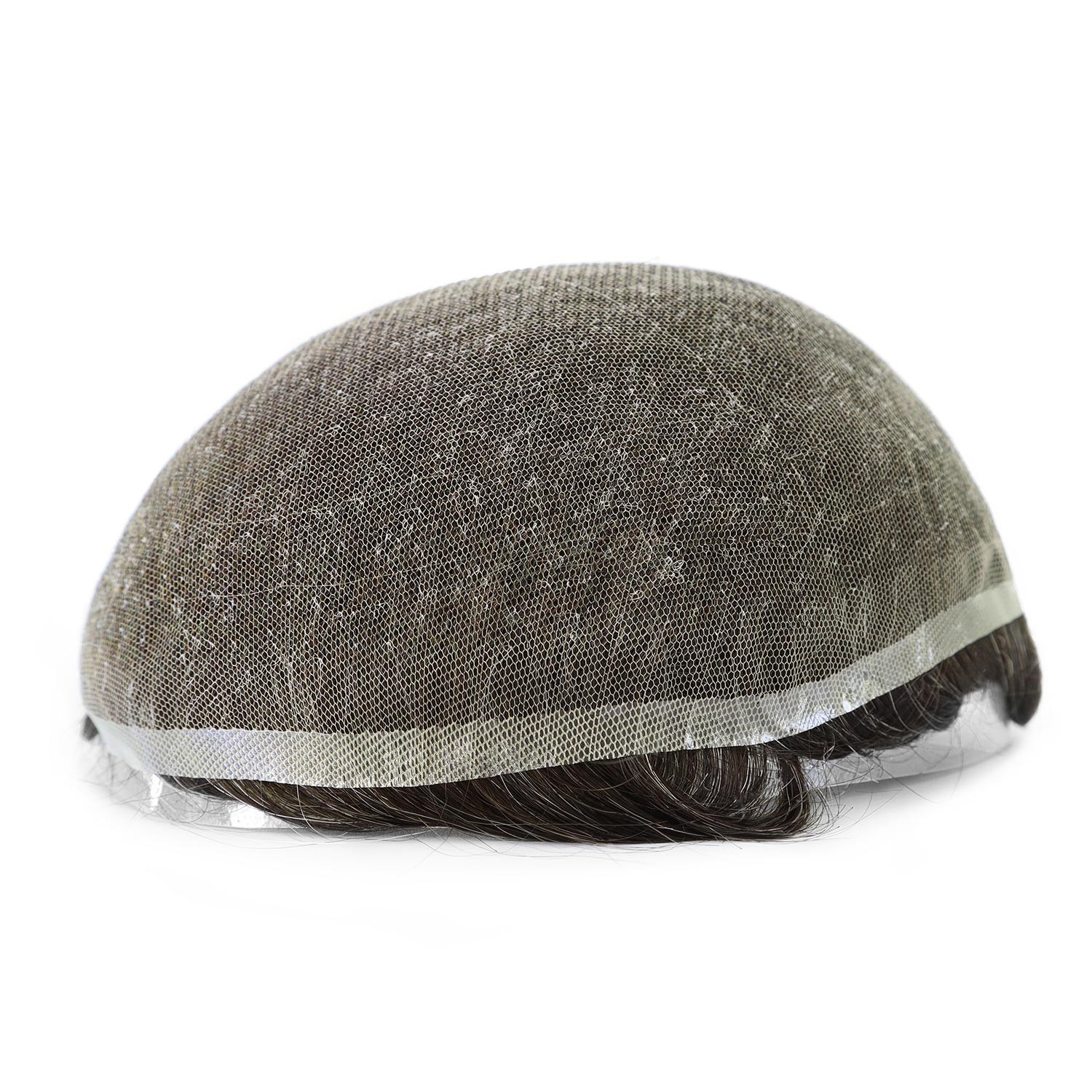 Men Toupee Hairpiece Human Hair Replacement System Full French Lace Grey Hair7X9