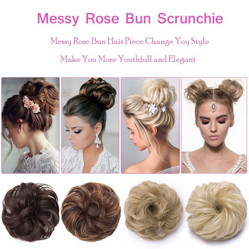 Natural Small Hair Scrunchie Wrap Curly Messy Bun Updo Hair Extensions 25-45g