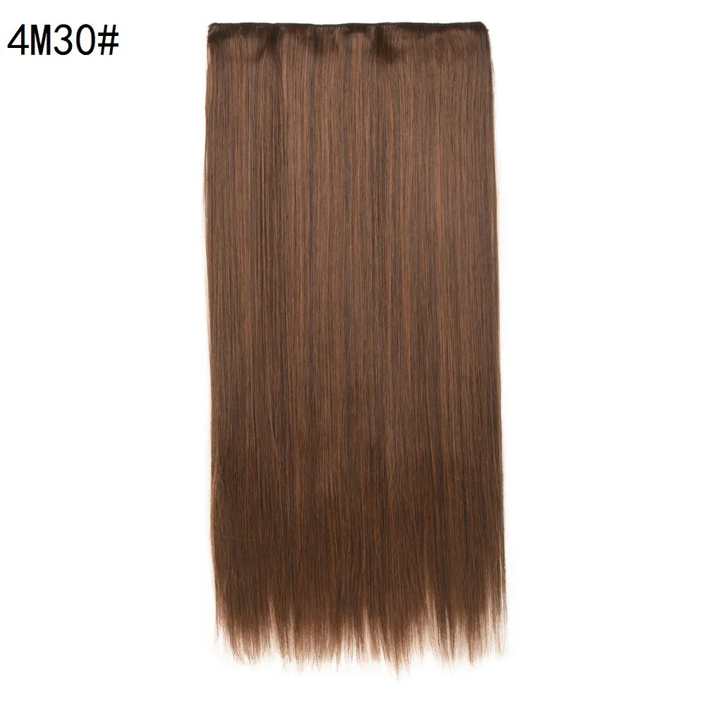 Five-card Clip In Synthetic Long Straight One Piece Hair Extension Seamless Hair