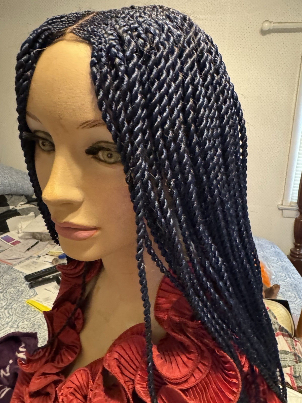 Braided wig Twist Wig 26 Inches Long. Color Twisted Black Blue Braids