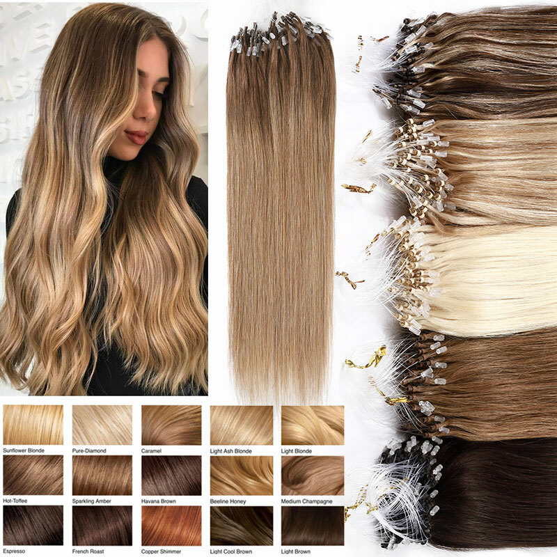 300S Micro Ring Beads Hair Extensions Easy Loop Micro Loop 100% Remy Human Hair