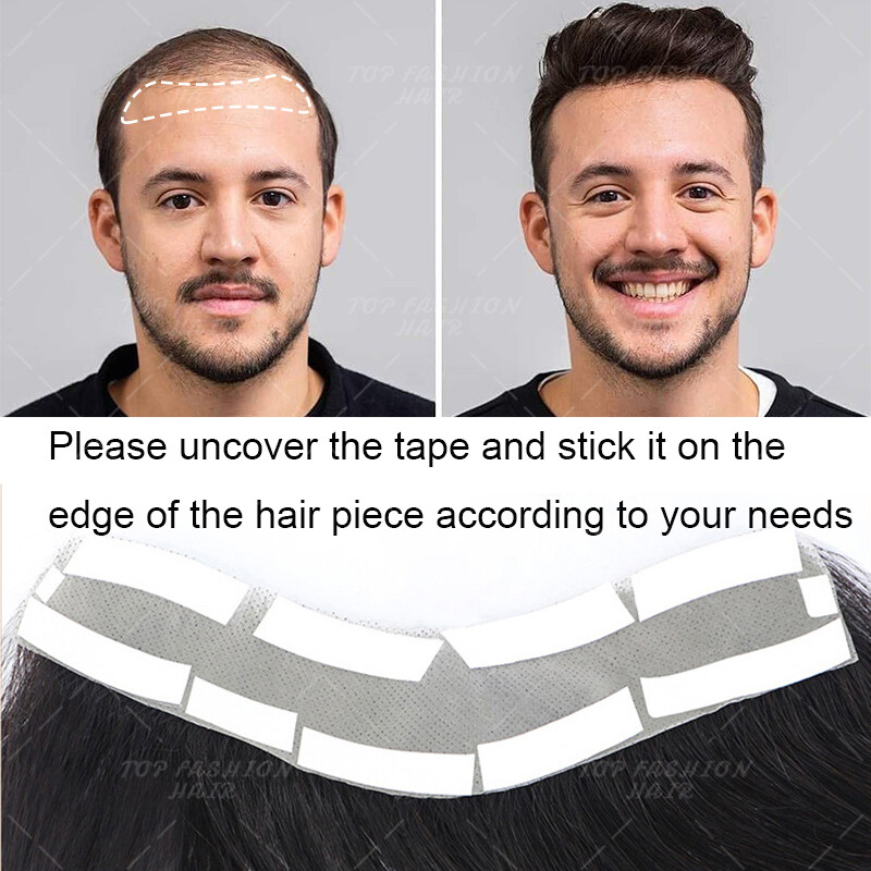 Mens Human Hair Injected Replacement System Toupee Remy Hair Piece PU LACE MONO