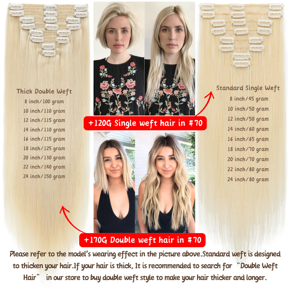 100% Natural Remy Clip in Hair Extensions 8 Full Head Real Human Hair US Seller