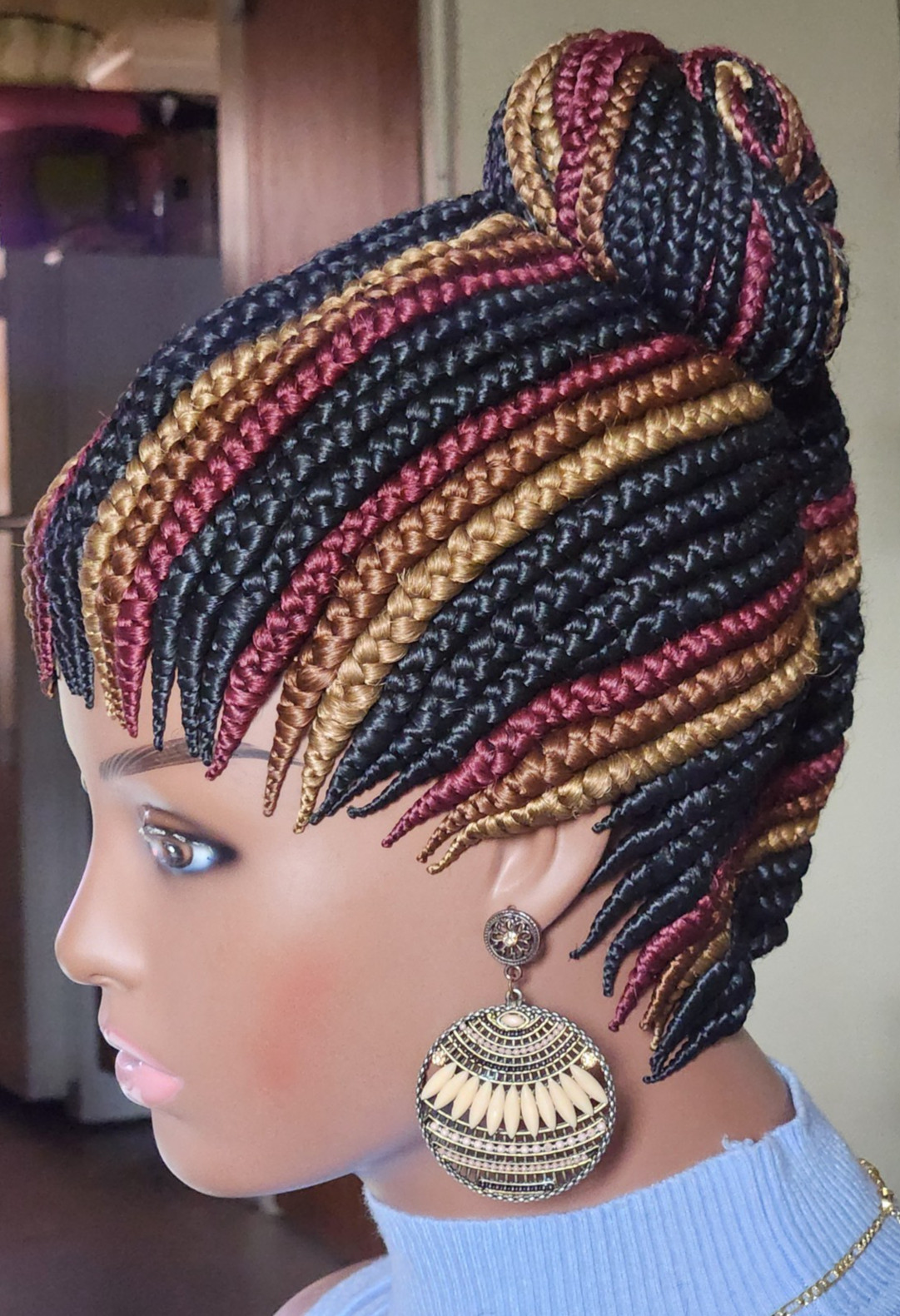 handmade braided cornrows wig pony Escargot multiple colors