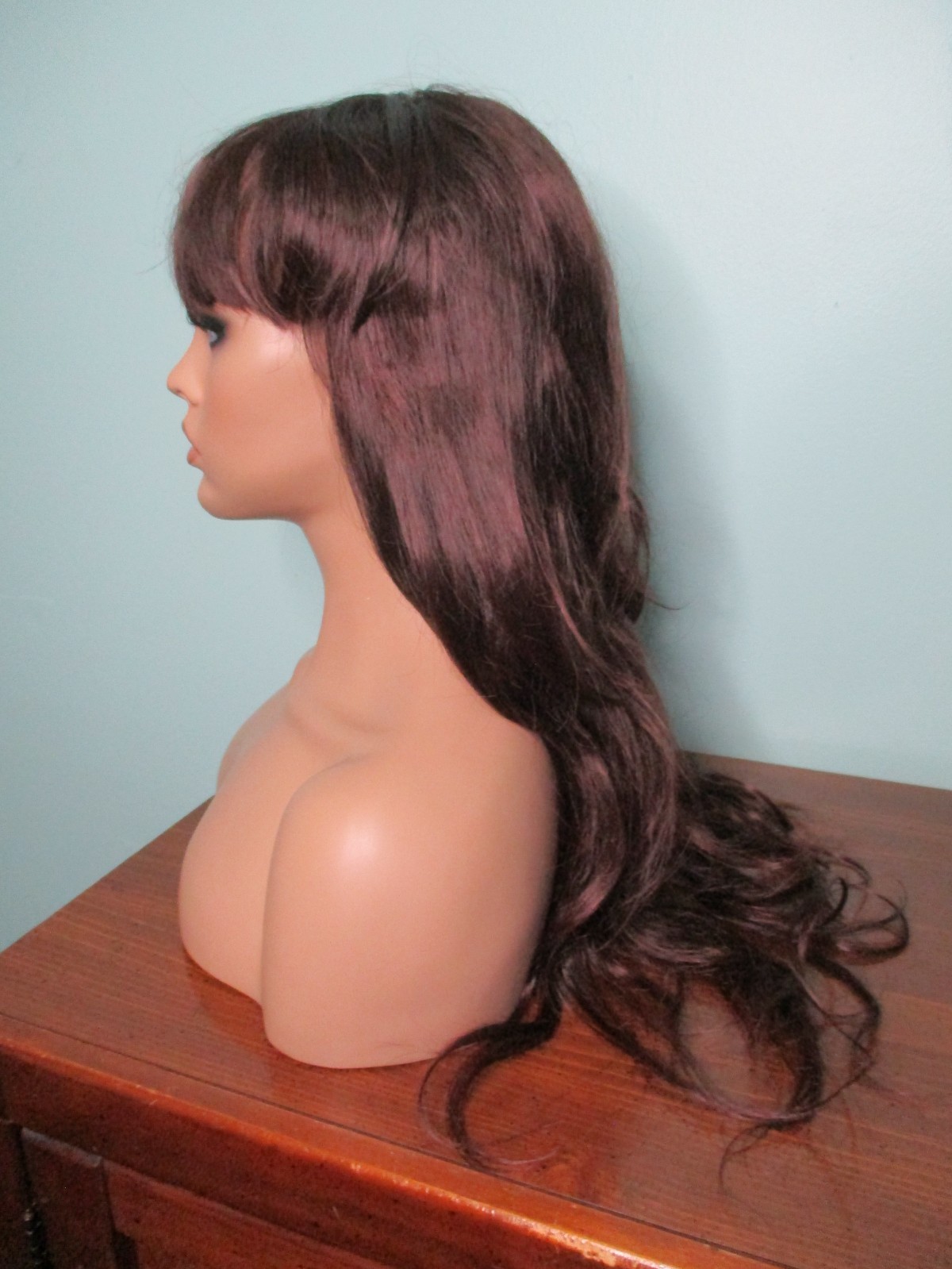 28″ dark brown brunette long straight WIG – NEW GIRL Jessica Day cosplay BANGS