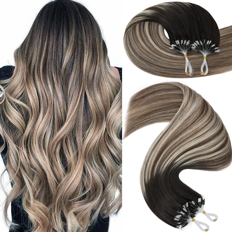 150g Real Thick Micro Ring Human Hair Extensions Loop Microlink Beads Tip 0.5/1g